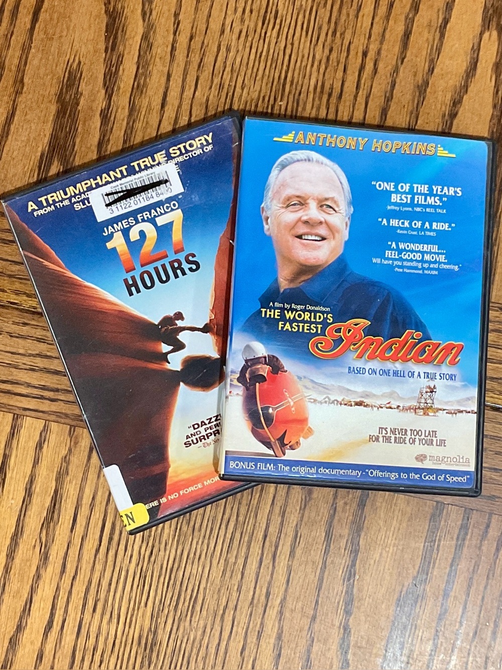 Anthony Hopkins - The World's Fastest Indian & James Franco - 127 Hours DVDs 📀